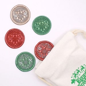 Stickers décoratifs en cire | Cartes de Noël de saison, vacances, invitations à des fêtes, faire-part de Noël | Cachet de cire préfabriqué festif fait main