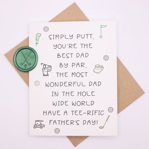 Fête des pères/carte d'anniversaire Golf Puns avec sceau de cire de golf | Joyeux anniversaire | Fait main | Carte Pour papa, mari, amateur de golf, golfeur, golf drôle