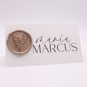 Marque-places pour mariage avec autocollant en cire | Cartes de visite personnalisées | Dîner de mariage, Fête de fiançailles, Décoration de table, Carte physique