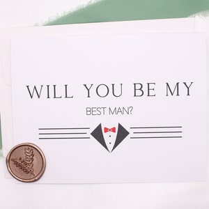 Serez-vous mon garçon d'honneur ? Carte de proposition du meilleur homme avec cachet de cire | Proposition de garçon d'honneur, cadeau d'hommage pour homme, porte-anneau, carte garçon d'honneur | personnalisation