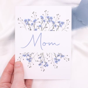 Maman bleue pour la fête des Mères avec cacheter pour enveloppe | Salutation sentimentale pour maman | Carte faite main | Blanc à l'intérieur | Uniques
