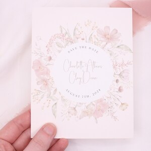 florale "Retenez cette date" avec autocollant de cire pour enveloppe | faire-part de mariage romantique classique, réservez vos dates | Avec autocollant de cire