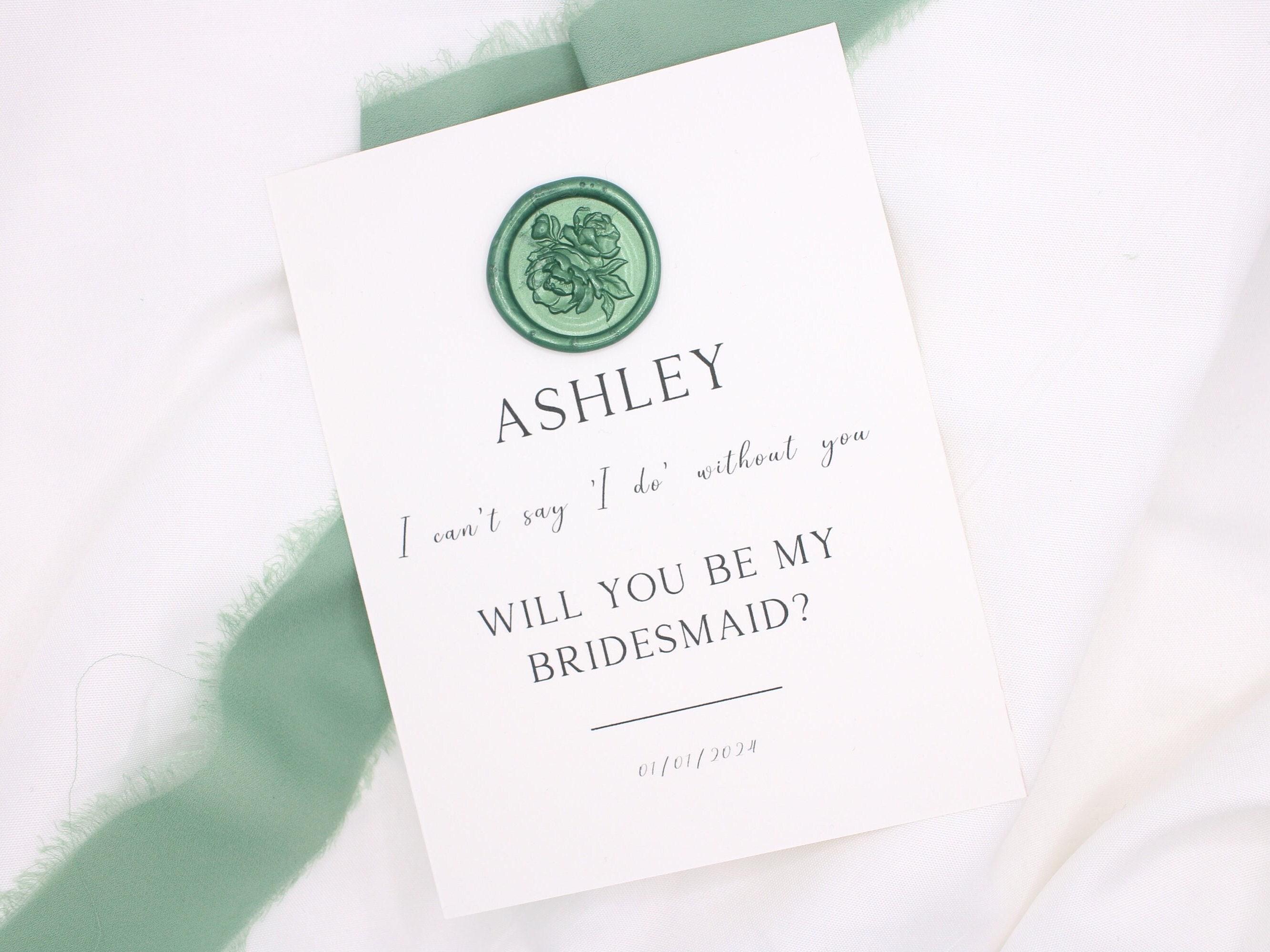 Bridesmaid Proposal Card with Wax Seal | Matching Wax Seal Self-Adhesive Sticker | Custom Bridal Party, Maid of Honour Gift, Flower Girl