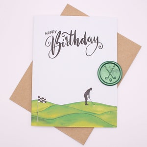 d'anniversaire de golf avec cachet de cire de golf | Joyeux anniversaire | Fait main | Pour papa, mari, amateur de golf, golfeur, que la course soit avec vous