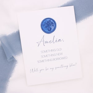 Carte de vœux simple, bleu sera-t-elle pour moi, avec cachet de cire | Avec l'autocollant de cire assorti | Carte quelque chose de bleu avec cachet de cire bleu