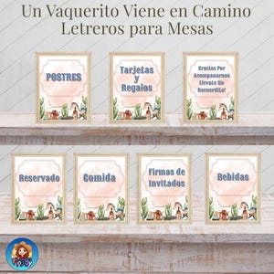 Decoratie babyshower Niño Estilo Vaquero – Letreros de Mesa Imprimibles – Un Vaquerito Viene en Camino