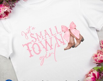 Small Town Girl, Digital PNG, SVG, Boots and Bows, Pink, Rodeo Princess, Country Aesthetics, Instant Download, Western Gifts