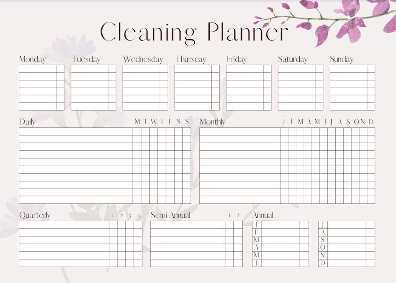 Cleaning Schedule Printable Weekly Monthly Yearly Etsy