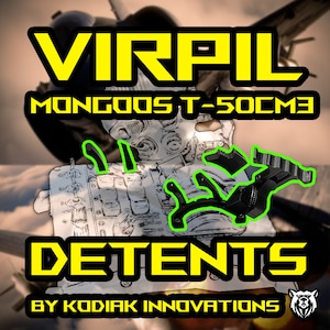 May include: Black and green 3D printed detents for a VIRPIL Mongoose T-50CM3 joystick. The detents are designed to provide a more tactile and precise feel when using the joystick. The detents are made by Kodiak Innovations.