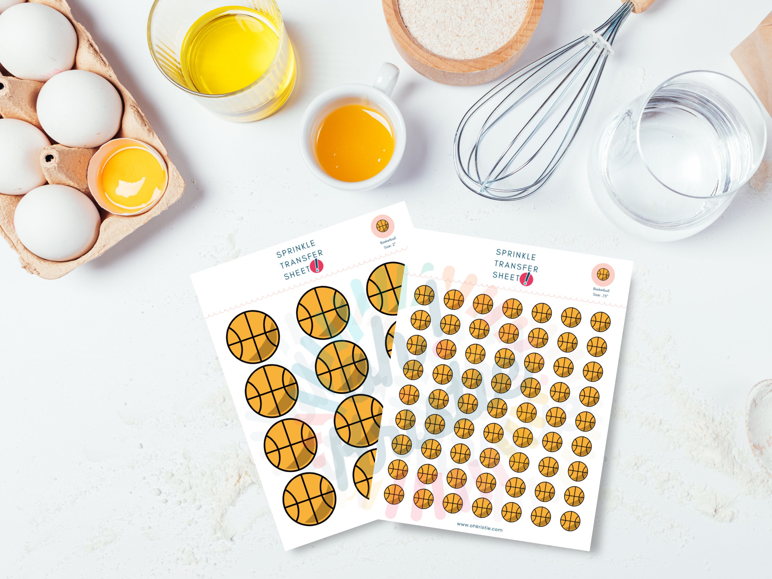 Basketball Royal Icing Transfer Sheet, Basketball Royal Icing Transfer