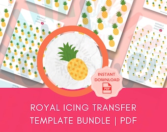 Pineapple Royal Icing Transfer List, pineapple fruit royal icing transfer sheet printable, royal icing template fruit, royal icing cookies