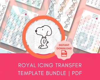 Snuppy Royal Icing Transfer Sheet PDF download, royal icing transfer template sprinkles printable, snoppy peanuts royal icing transfer sheet