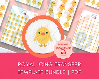 Chick Royal Icing Transfer Sheet, Easter royal icing transfer sheet PDF download, royal icing transfer sheet printable, royal icing template