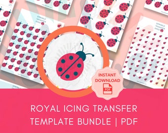 Ladybug Royal Icing Transfer Sheet, bug royal icing transfer sheet PDF download, royal icing transfer sheet printable, royal icing template