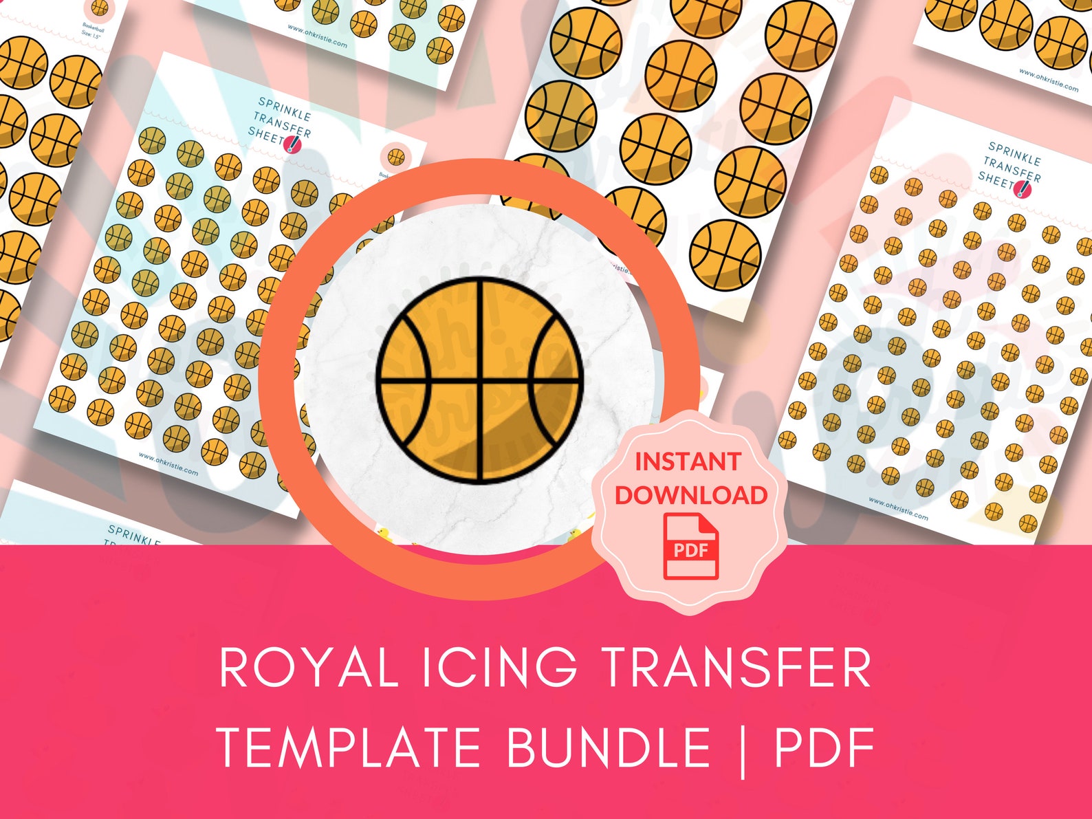 Basketball Royal Icing Transfer Sheet, Basketball Royal Icing Transfer ...