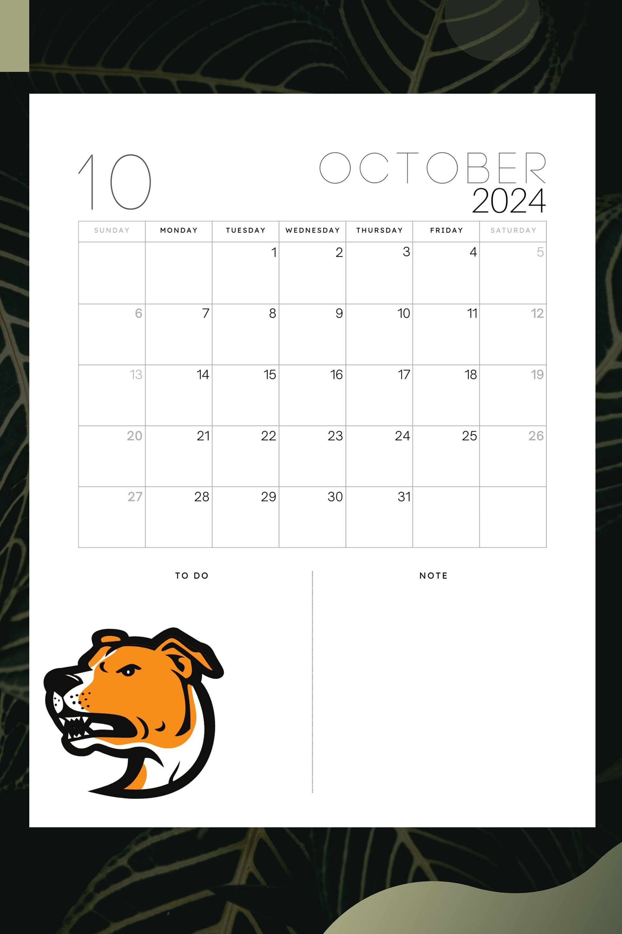 2024 Printable Dog Calendar Landscape Minimalist Monthly Etsy