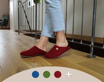WoolFit Tibet Guest Slippers | Whisper-Silent Home Slippers for Men & Women with Leather Sole | Slip-On Washable Slippers with Open Heel