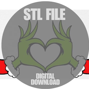 STL File 6 in - Grinch Hands in a shape of a heart Cookie Cutter