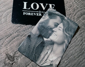 Laser Etched Photo Wallet Card Love Note - Long Lasting Personalized Gift with Customization Options