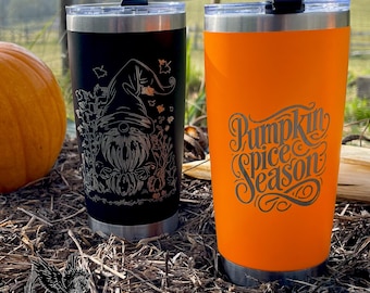 Pumpkin Spice Season Tumbler, Fall Drink ware, Cue Pumpkin Gnome 20 oz Tumbler