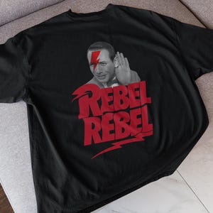 P. Herman Rebel Tee -Unisex Tshirt, Zig Zag David Bowie Face Shirt, Black White Graphic Top, Retro Pop Culture, Starrship Designs