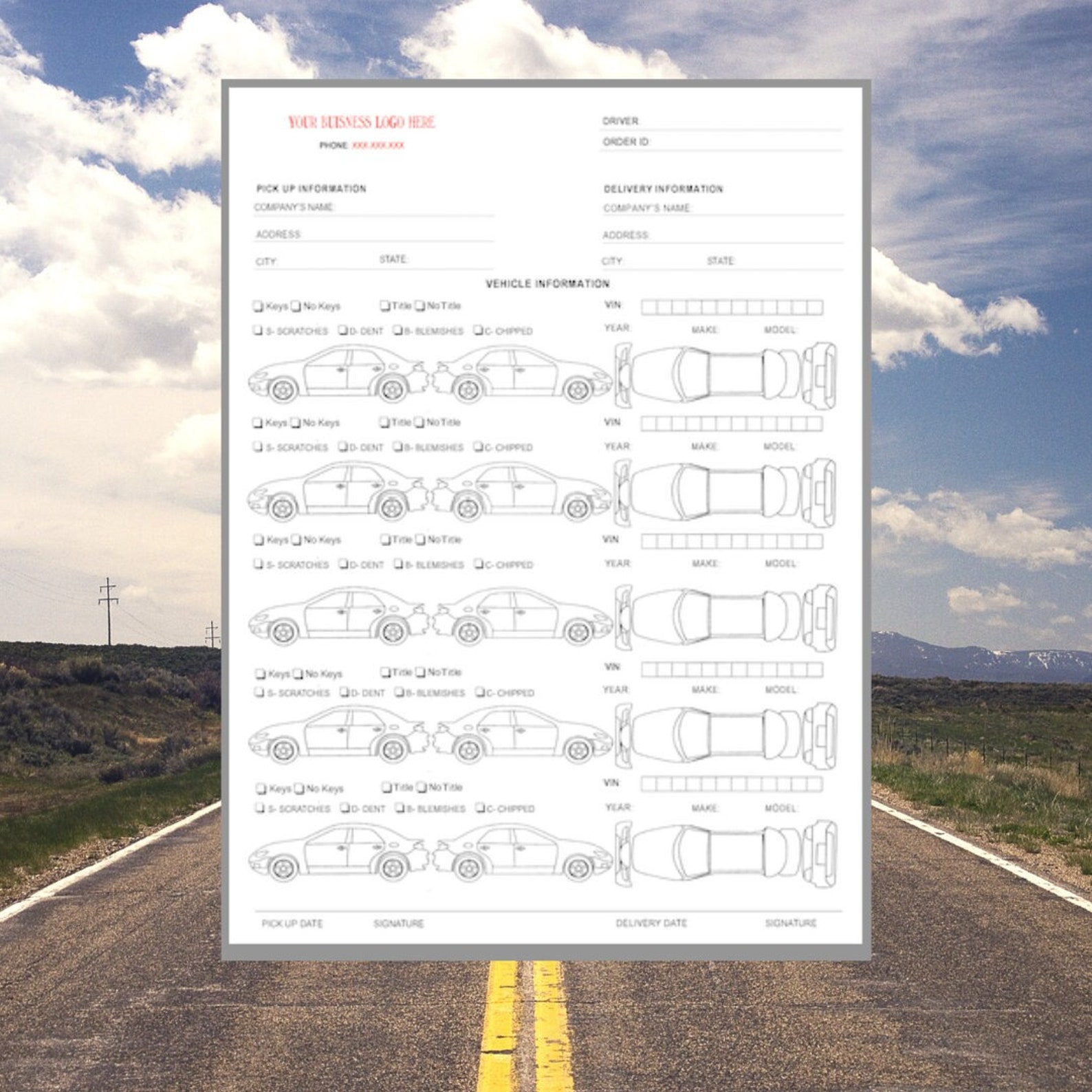 Car Hauler Bill of Lading 5 Vehicles With Mockup / Printable File / BOL ...