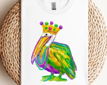 Mardi Gras Pelican King PNG: file digitale Party Boy