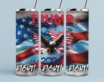 Tumbler Trump 2024: aquila patriottica, bandiera americana (download digitale PNG)