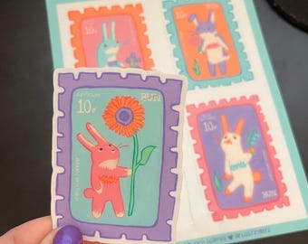 Trans Love Forever Bunny Stamps Sticker Sheet