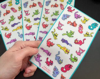 Crazy Cats Clear Frosted Sticker Sheet