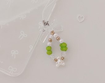 Porte-bonheur porte-bonheur pour téléphone : accessoire de téléphone en perles de trèfle kawaii