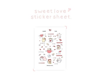 Sweet Love Deco Sticker Sheet | Korean Bujo, Polco Stickers