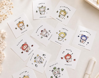 Packs d'autocollants ours végétariens mignons, ours fruitiers l Stickers ours mignons l Lot d'autocollants l Pack d'autocollants l Stickers kawaii l Stickers décoratifs