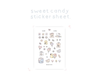 Sweet Candy Korean Deco Sticker Sheet: Glossy or Holographic