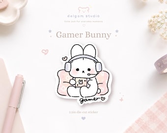 Sticker vinyle mignon lapin gamer l Sticker lapin mignon lapin l Sticker pour ordinateur portable l Sticker bouteille d'eau l Sticker gamer l Sticker décoratif