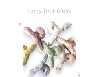Griffe pour cheveux à fourrure : accessoire pour cheveux coréens en fausse fourrure pastel