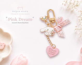 Porte-clés rose à breloques pour téléphone portable Coquette | Charmant chiot chiot mignon | de sac kawaii de l'an 2000 | Dragonne esthétique pour téléphone | Cadeau accessoire pour filles