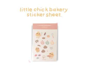 Feuille d'autocollants de boulangerie Little Chick : autocollants de journal kawaii