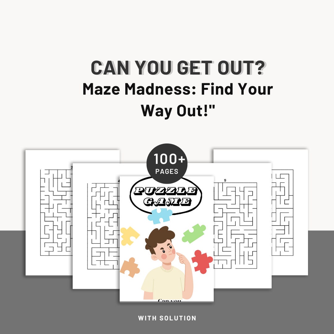 Downloadable Printable Maze Puzzle Book [medium Difficulty] for Adults ...