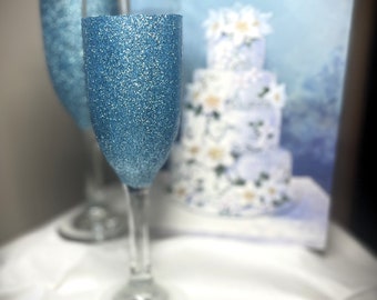 Personalized Glitter Champagne Flute, Champagne Flute for Birthday, Bridal Champagne Flute, Custom Glitter Champagne Glass, Glitter Flute