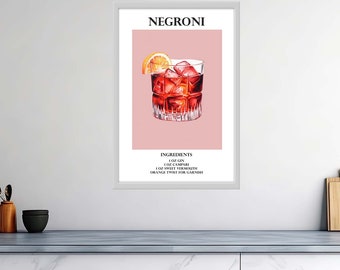 Affiches de cocktail brillantes de haute qualité – Negroni Enigma : doux-amer et séduisant – Panneaux de boisson signature