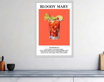 Affiches de cocktails brillantes de haute qualité – Bloody Mary Adventure : pimentez vos sens – Panneaux de boisson signature