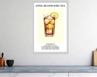 Affiches de cocktails brillantes de haute qualité – Long Island Iced Artistry : A Symphony of Spirits – Signature Drink Signs