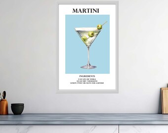 Affiches de cocktails brillantes de haute qualité – Martini Elegance : secoué, non agité – Panneaux de boisson signature