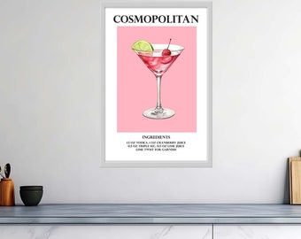 Affiches de cocktails brillantes de haute qualité – Cosmopolitan Chic : sirotez avec style – Panneaux de boisson signature