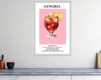 Affiches de cocktail brillantes de haute qualité – Sangria Symphony : notes fruitées à chaque gorgée – Panneaux de boisson signature