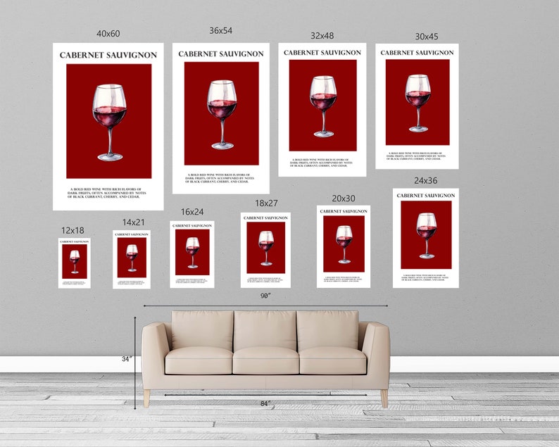 Elegance in Red: Cabernet Sauvignon High Quality Gloss Wine Posters image 2