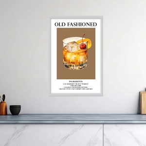 High Quality Gloss Cocktail Posters Classic Old Fashioned: Timeless Whiskey Wonder Signature Drink Signs image 1
