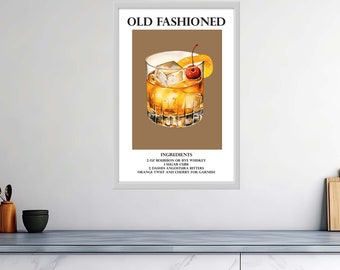 High Quality Gloss Cocktail Posters - Classic Old Fashioned: Timeless Whiskey Wonder - Signature Drink Signs