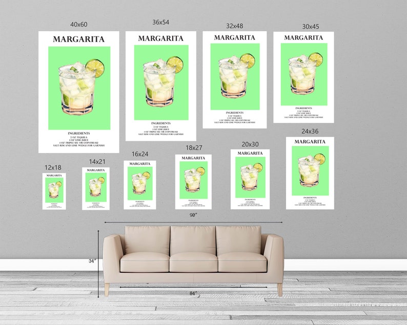 High Quality Gloss Cocktail Posters Margarita Magic: A Refreshing Sip of Summer Signature Drink Signs afbeelding 2